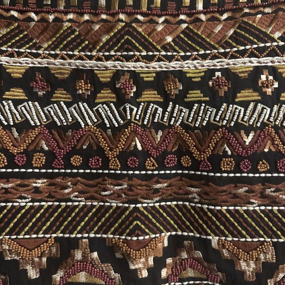 H&M Women's Embroidered and Beaded Mini Skirt Lined Size 6 Brown black - Picture 3 of 7